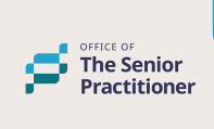 Two blue stepping llustrations alongside the Office of the Senior Practitioner wording