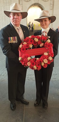 Hon Kerry Finch MLC and Nell Hentschel with a wreath