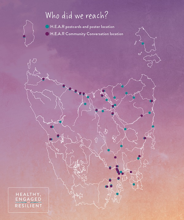 COTA Tasmanian map showing locations of consultation responses