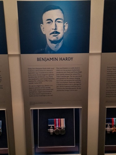 Display about Private Benjamin Gower Hardy with his medals