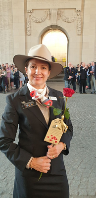Kristy Broomhall holding a rose