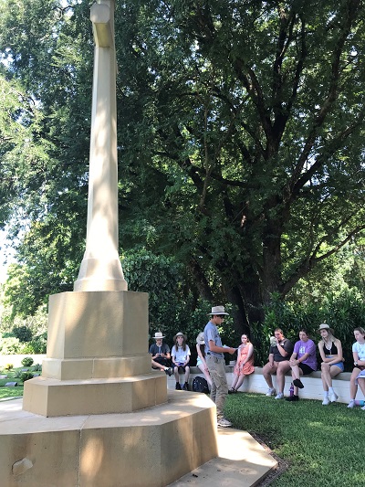 A young man near a War Memorial