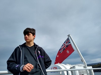 A young man on a boat