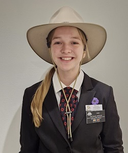 Macy Deegan wearing a uniform and Akubra hat