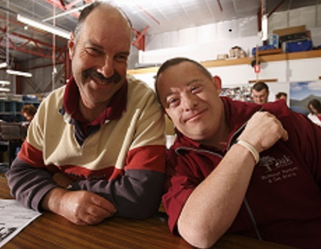  A carer with his disability client 
