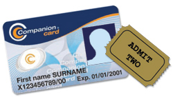 Companion Card ,logo and admit 2 ticket