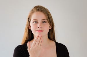 Woman using sign language