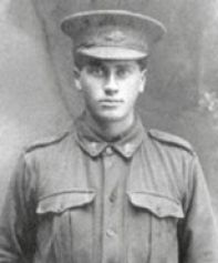 A black and white photo of Frank MacDonald wearing his Australian Imperial Force uniform